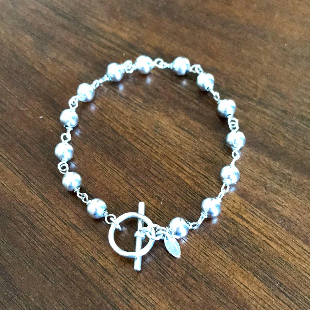 💯 925 Italian silver ball and chain bracelet